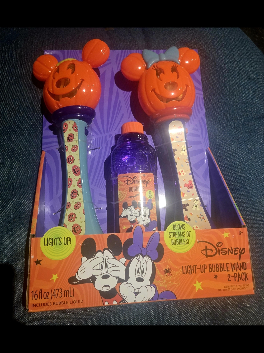 Disney Light-Up Mickey & Minnie Pumpkin Bubble Wands - Orange & Purple